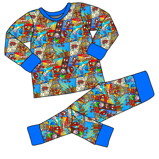 RTS BLUE Spidey Bamboo Long Sleeve and Pants Pajama Set