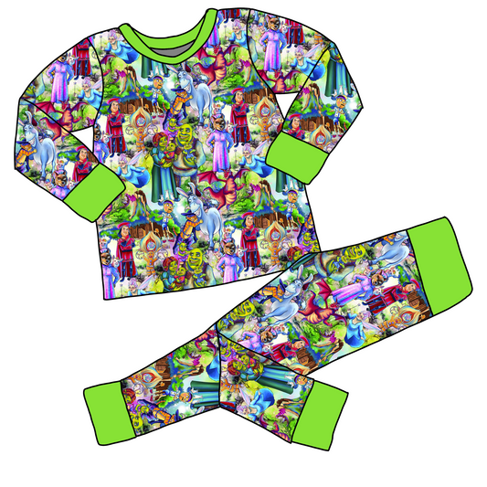 RTS Gumdrop Buttons Bamboo Long Sleeve and Pants Pajama Set