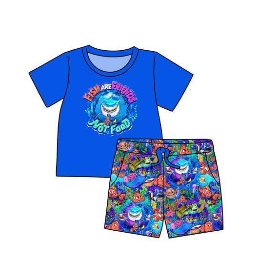 Pre-Order Graphic Tee and Shorts Bamboo Daywear - Fish Are Friends