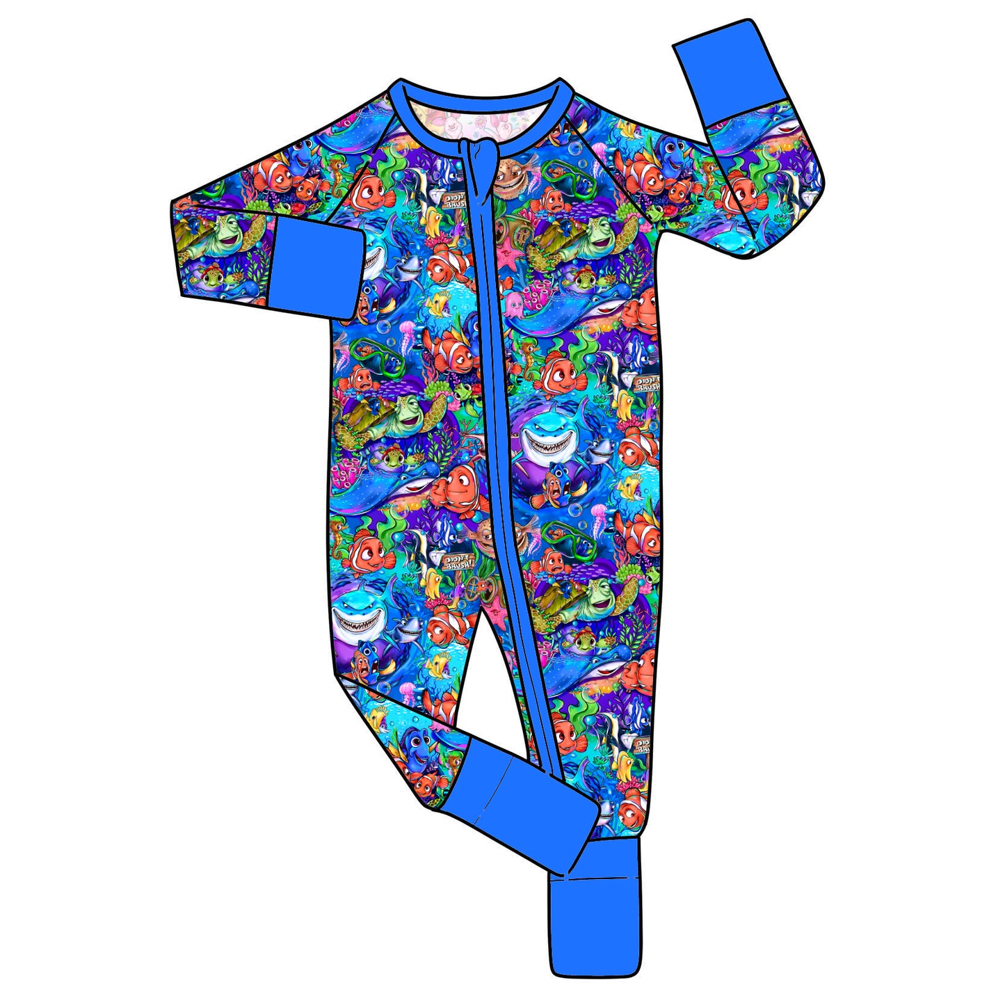 Pre-Order Bamboo Convertible Zip Romper - Fish Are Friends