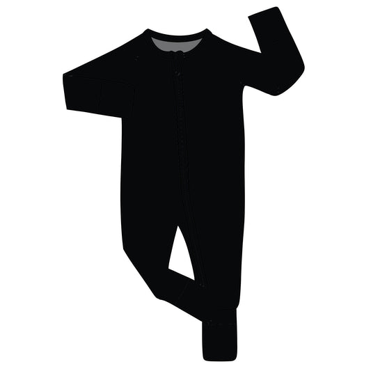 Pre-Order RERUN ADULT/Big Kid Onyx Black Bamboo Convertible Zip Romper