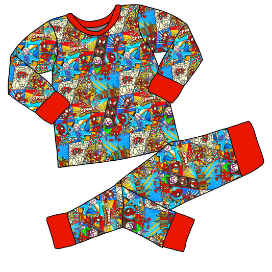 RTS RED Spidey Bamboo Long Sleeve and Pants Pajama Set